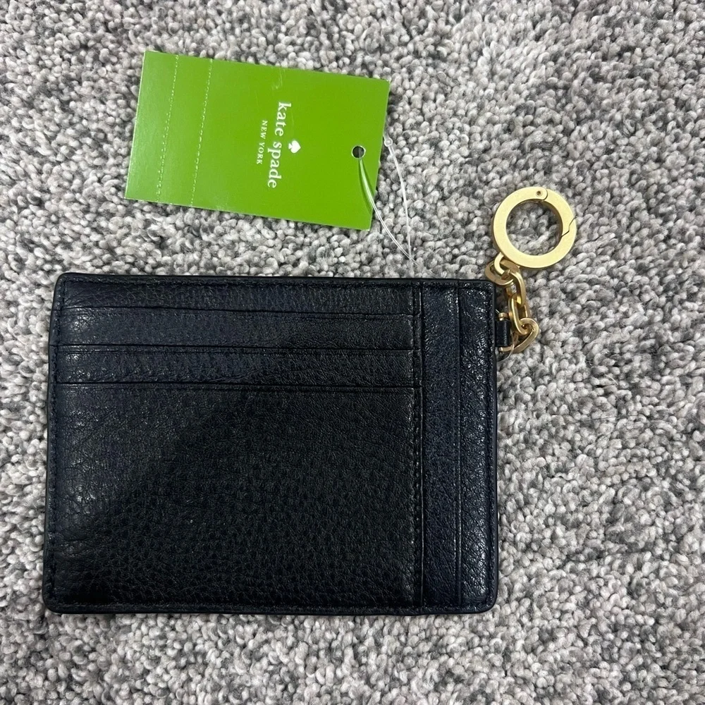 NWT! Kate Spade saturday Black zipline card and coin purse Gold Hardware